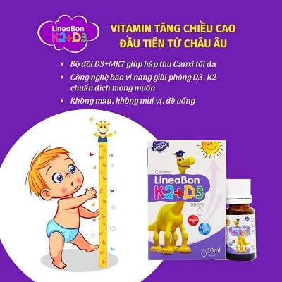 sản phẩm Lineabon Vitamin D3 + K2 Tăng Chiều Cao cho bé 2